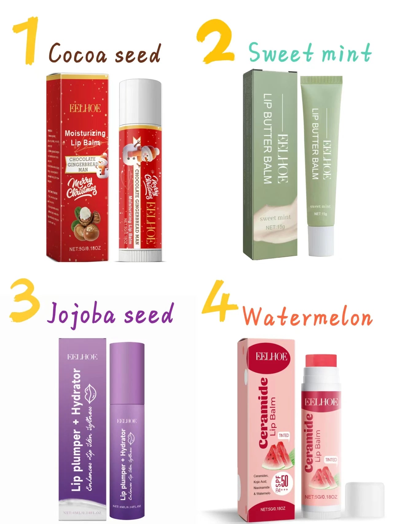 Festive Christmas Lip Balm, Intensive Hydrating & Nourishing Lip Care Formula, Soothing Lip Treatment Stick, Holiday Limited Edi