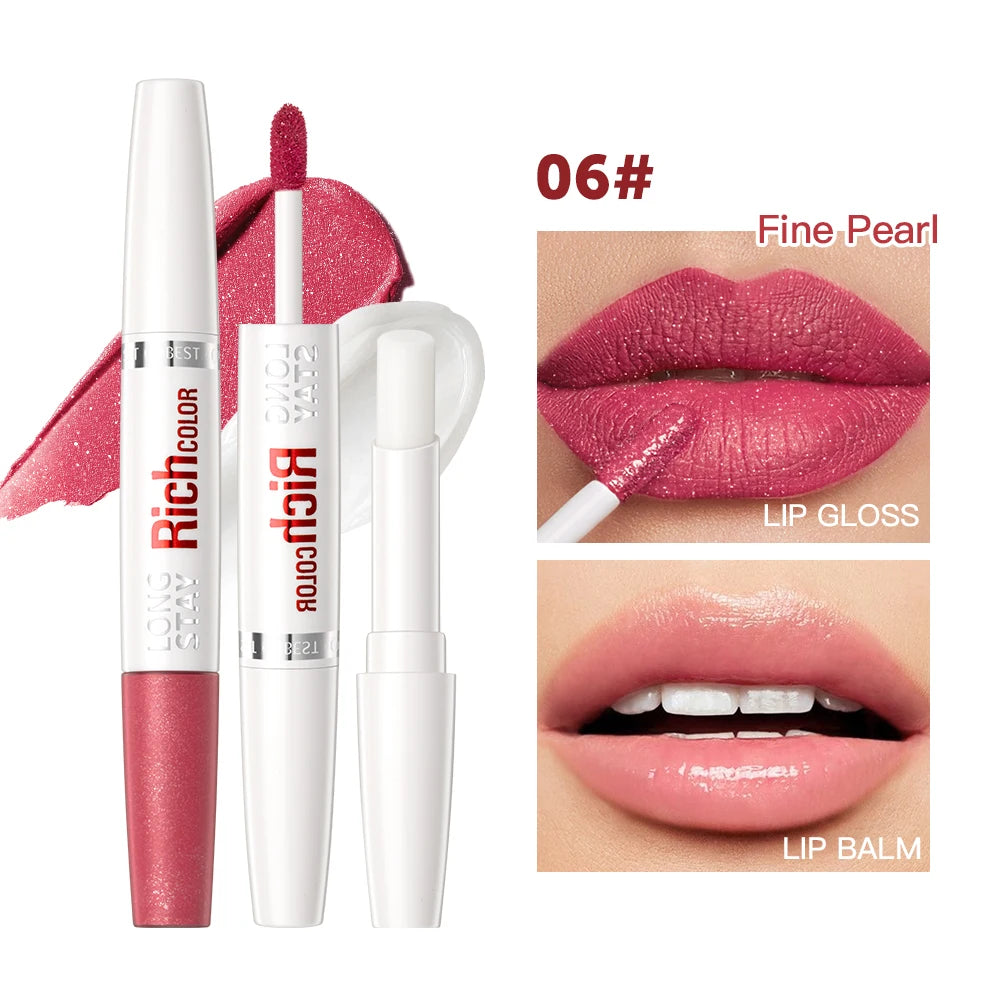 8 Colors Matte Liquid Lipstick Lipgloss Waterproof Double Head Lip Balm Anti-Cracking Moisturizing Makeup Plumper Lip Cosmetics