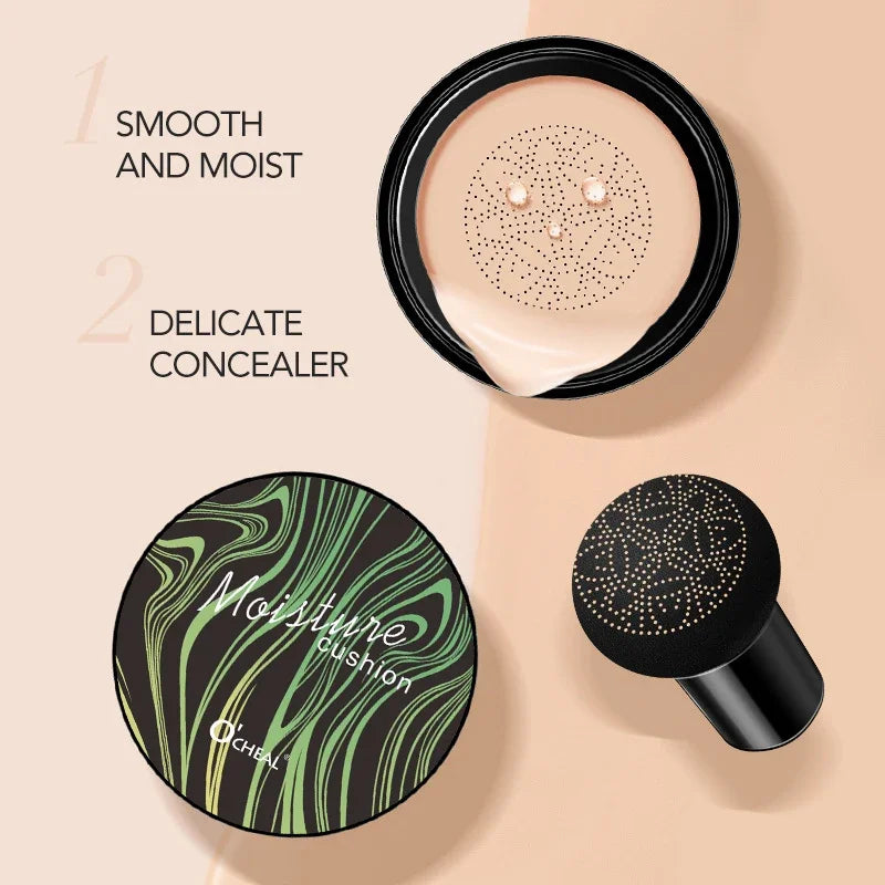 Ocheal BB Cream Air Cushion Compact Make Up Foundation Concealer Cream for Face Cosmetics Makeup Mushroom Head Puff