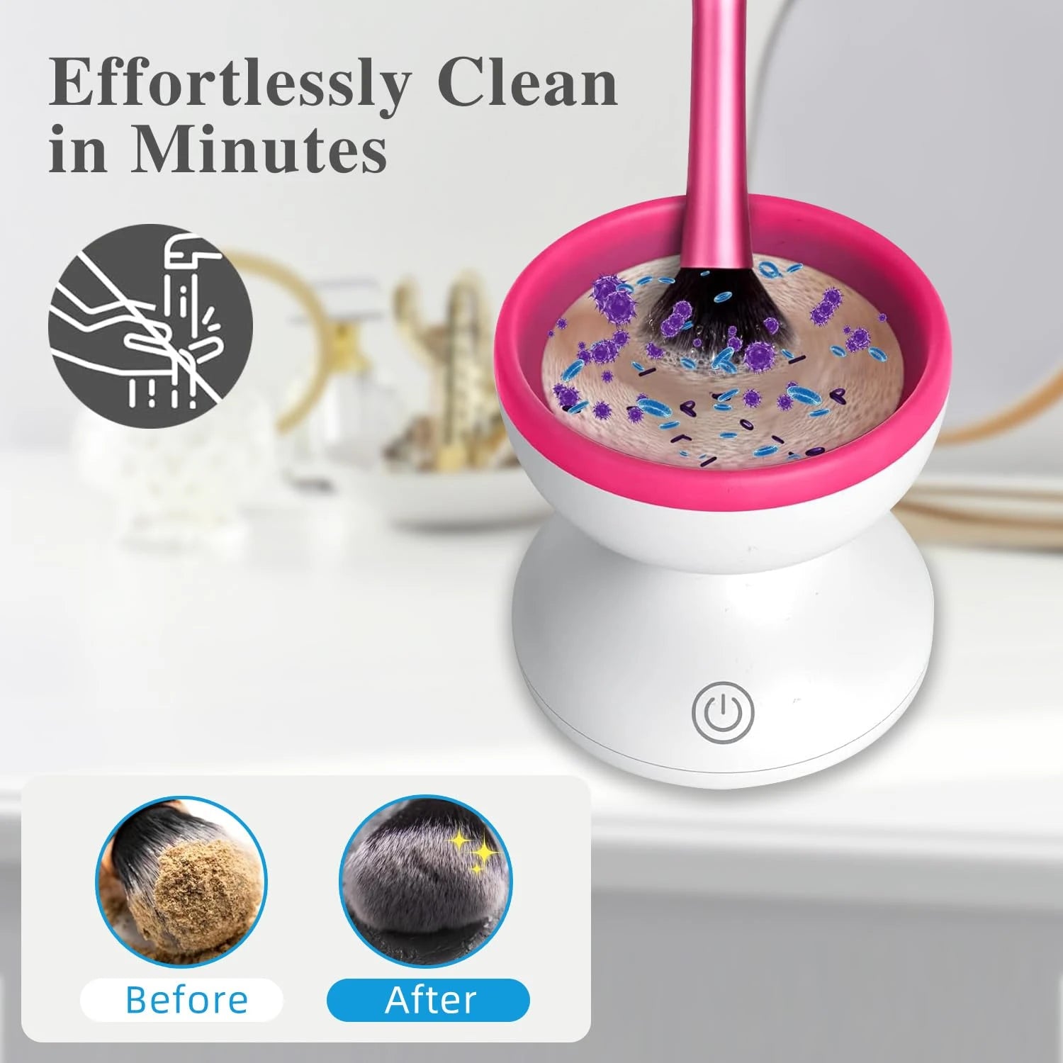 Makeup Brush Cleaner Machine - Electric Silicone Cosmetic Brush Washer & Dryer, Fast Cleaning Tool for Makeup Brushes