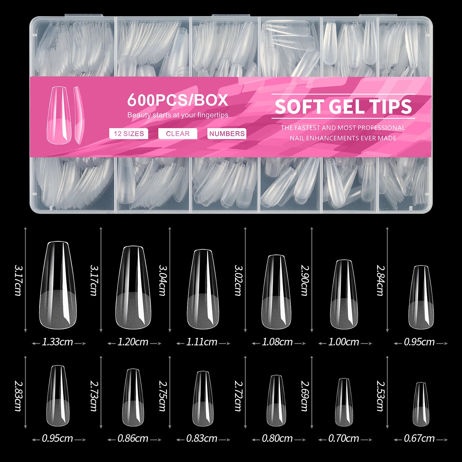 100/600Pcs Short Almond Nail Tips Soft Gel Nail Tips Full Cover False Nail Tips For Acrylic Nails Salon Home Press On Nails