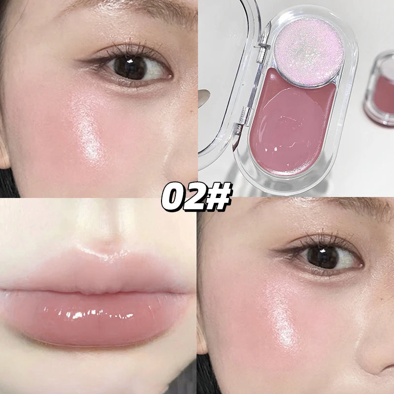 Gege Bear Two Color highting Blush Cream Dual-use Brighten Lip Cream Blush Natural Cheek Tint Waterproof Contouring Makeup
