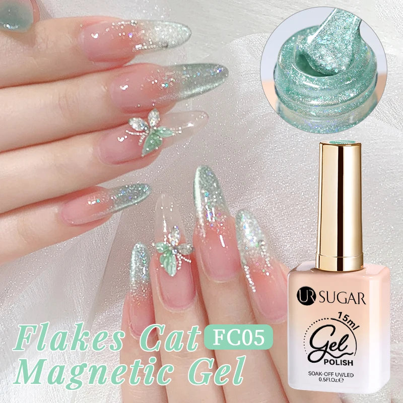 UR SUGAR 15ml Jelly Pink Cat Magnetic Gel Nail Polish Glitter ICE Soak Off Ceramic UV Gel Semi-permanent Nail Supplies Manicure