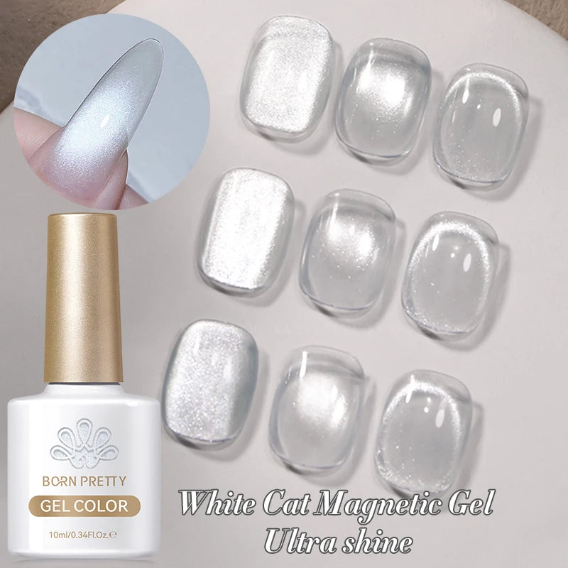 BORN PRETTY 10ml Black Glass Cat Magnetic Gel Nail Polish Silver Gold Glitter Semi Permanent Soak Off UV LED Gel Varnish