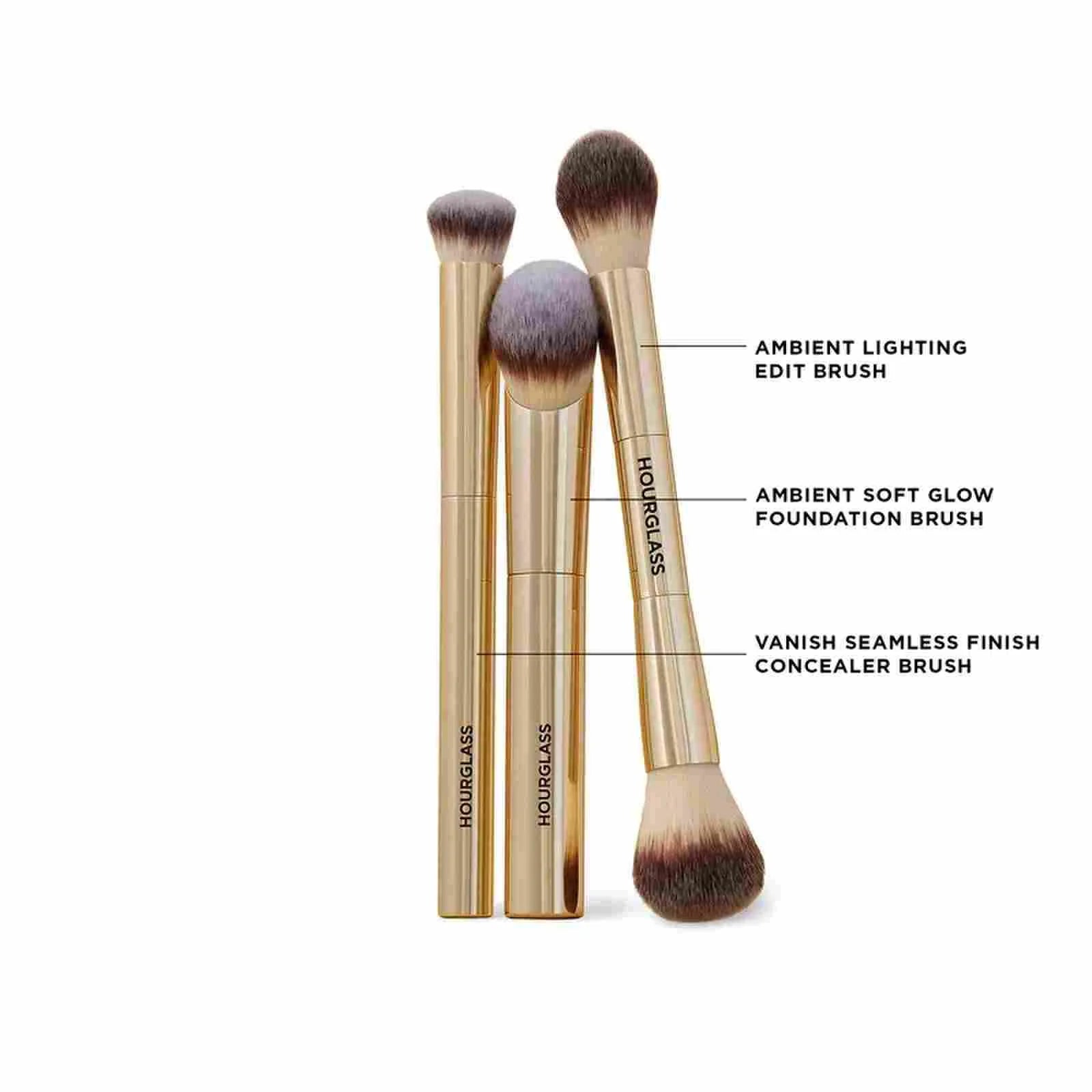 HOURGLASS Complexion Essentials Brush Set -Dragon series 3 makeup brushes with a Packaging box and a Brush bucket
