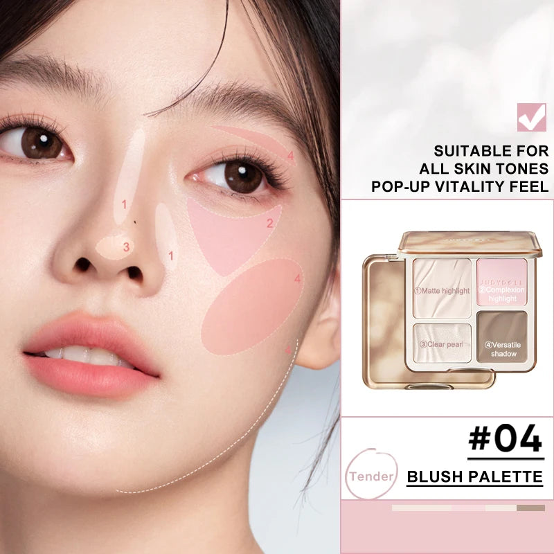 Judydoll Highlighter & Contour Palette, Matte & Shimmer, Sculpt & Define, Natural Finish, Nose & Jawline Contour, Beginner