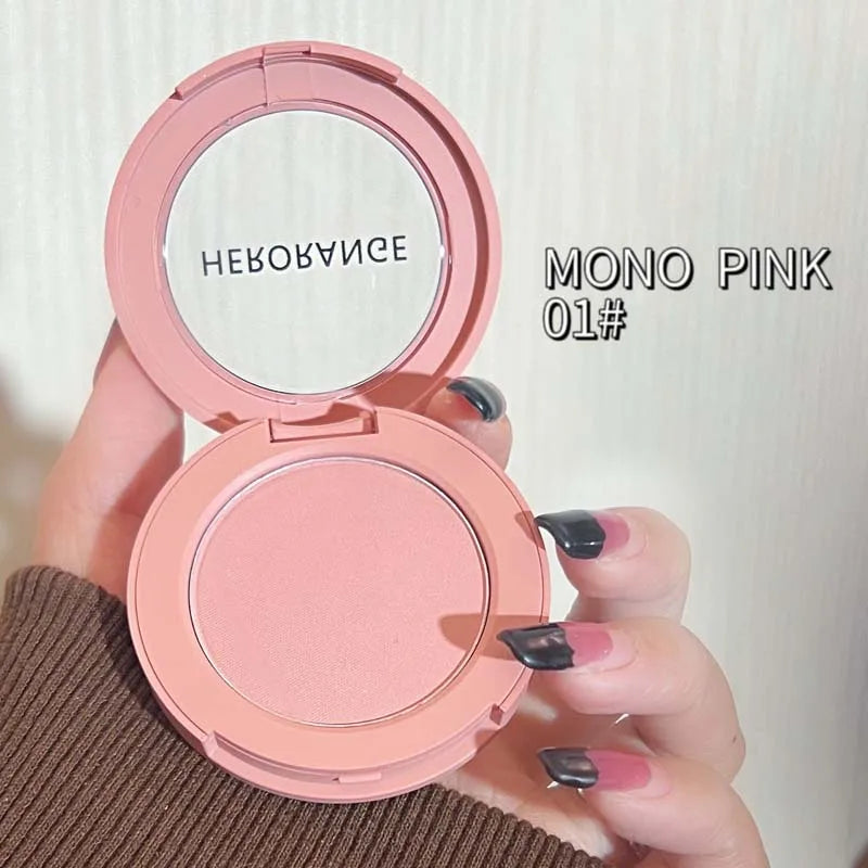 HERORANGE Monokrom Serbuk Blush Waterproof, Long-lasting, Peach-orange Soft Matte Natural Blush Rouge
