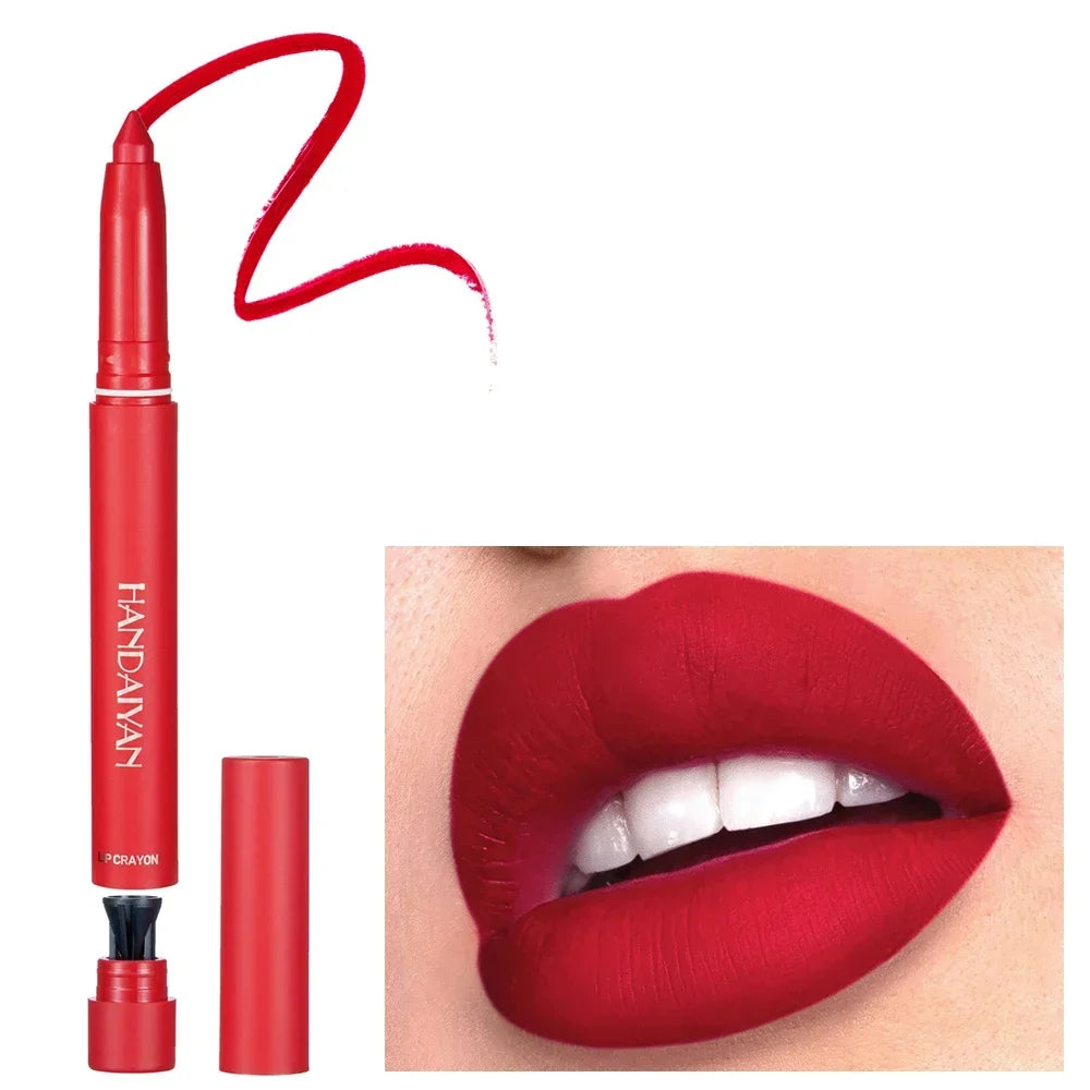 12 Colors Velvet Matte Lipsticks Waterproof Long Lasting Nude 2 IN 1 Stick on-Stick Cup Lips Makeup Tint Pen Daily Makeup Tools