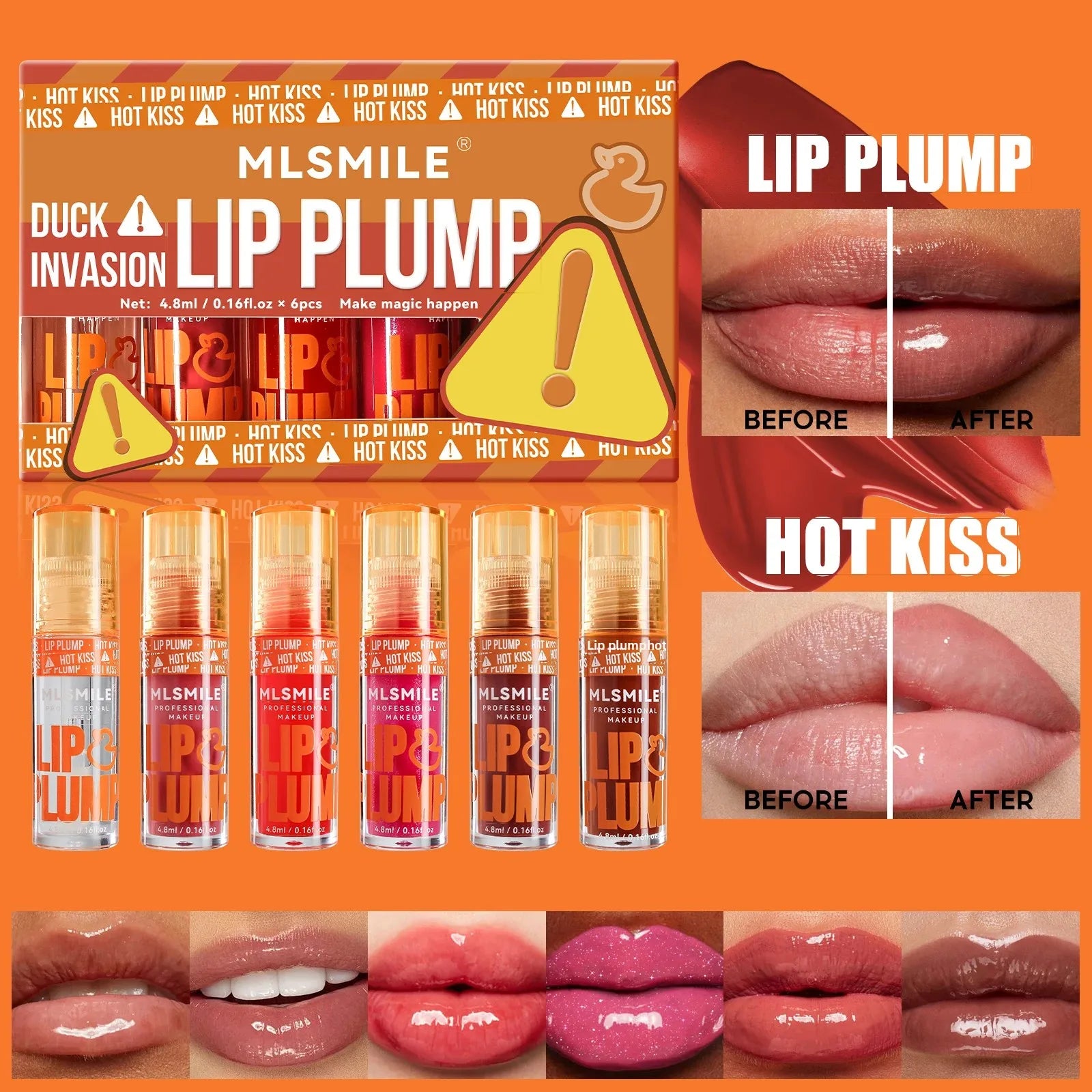 Lip Plumper Gloss Oil Moisturizing Mirror Finish Long Lasting Shine Fruit Scented Duck Mouth Liquid Lipstick Set