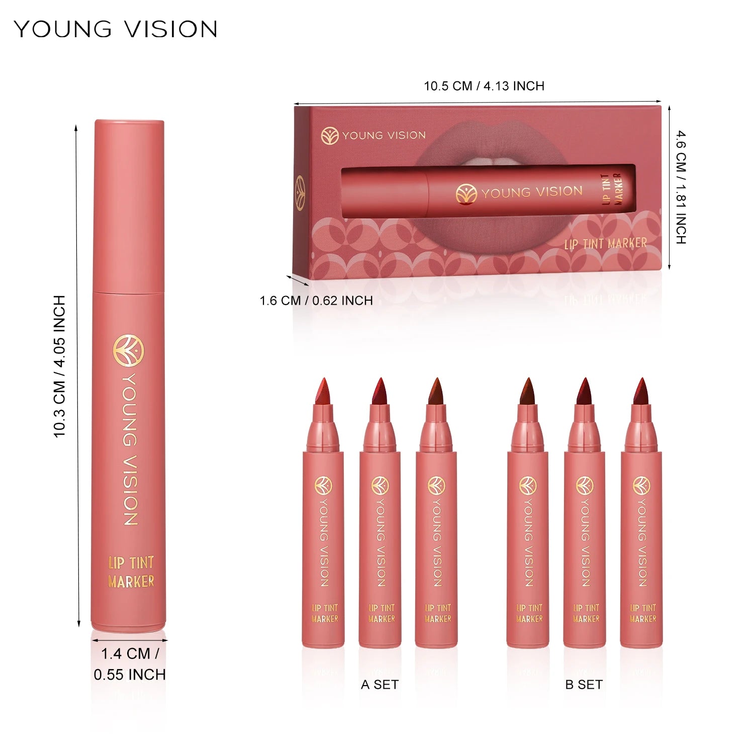 3pcs/ set Lip Tint Marker Liquid lipstick Nude Matte Shades, Lip Liner and Stick 2-in-1, Durable waterproof Christmas gift