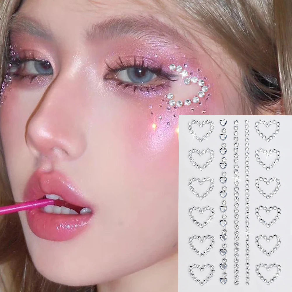 1pc Red Face Gems Jewels Rhinestone Stickers Self Adhesive Gems Stickers DIY Bling Jewel Crystal Sticker for Hair Face Eyes Body