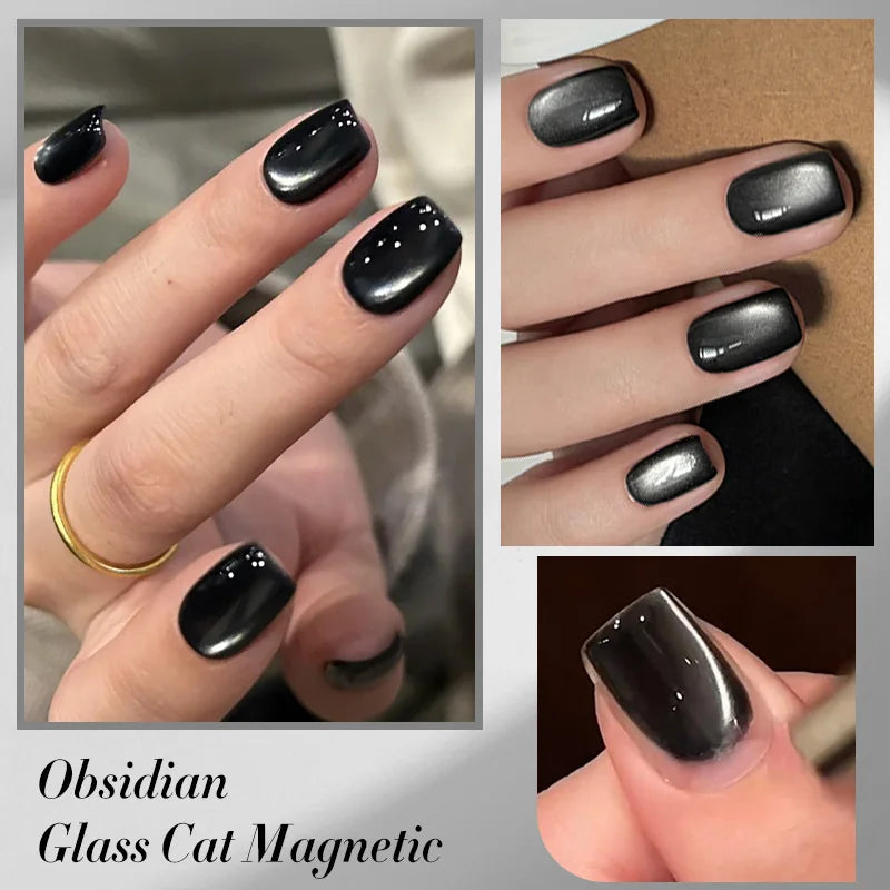 BORN PRETTY 10ml Black Glass Cat Magnetic Gel Nail Polish Silver Gold Glitter Semi Permanent Soak Off UV LED Gel Varnish
