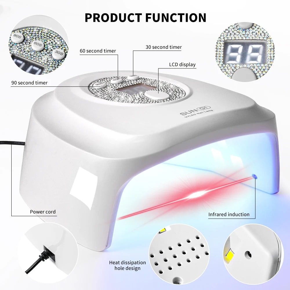 SUN G1 Professional UV Nail Dryer 24 LED Nail Lamp with Auto Sensor Suitable for Drying Cure Gel Nail Polish Nail Salon Tool