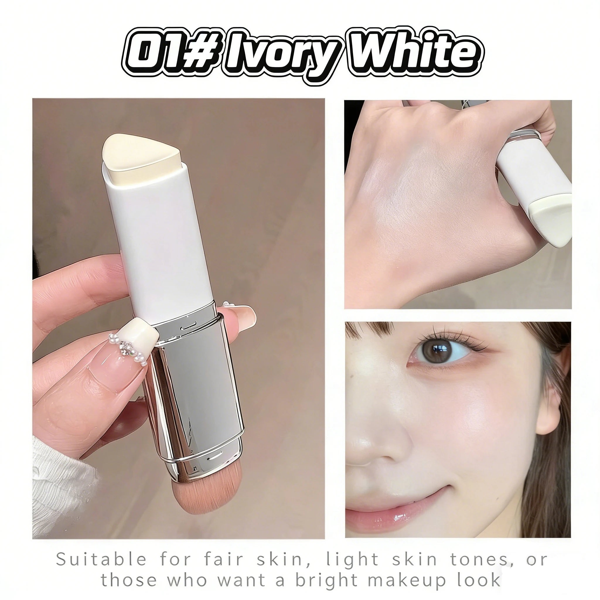 Dual-ended Foundation Stick Natural Matte Ivory White Natural Color Foundation Stick Even Out Skin Tone Provides Spot Foundation