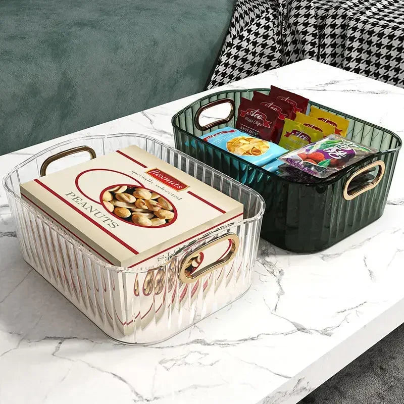 Rectangular Desktop Cosmetic Storage Drawer Stackable Green Box Acrylic Rack Sundries Snack Makeup Storage Basket Organizer