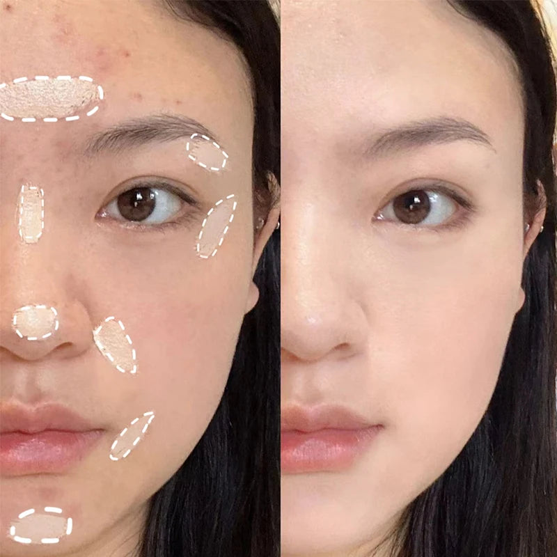 QIBEST Natural Liquid Concealer Cream Makeup 4 Colors Moisturizing Waterproof Cover Acne Dark Circles Face Base Korean Cosmetics