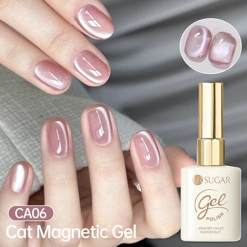 UR SUGAR 15ml Jelly Pink Cat Magnetic Gel Nail Polish Glitter ICE Soak Off Ceramic UV Gel Semi-permanent Nail Supplies Manicure