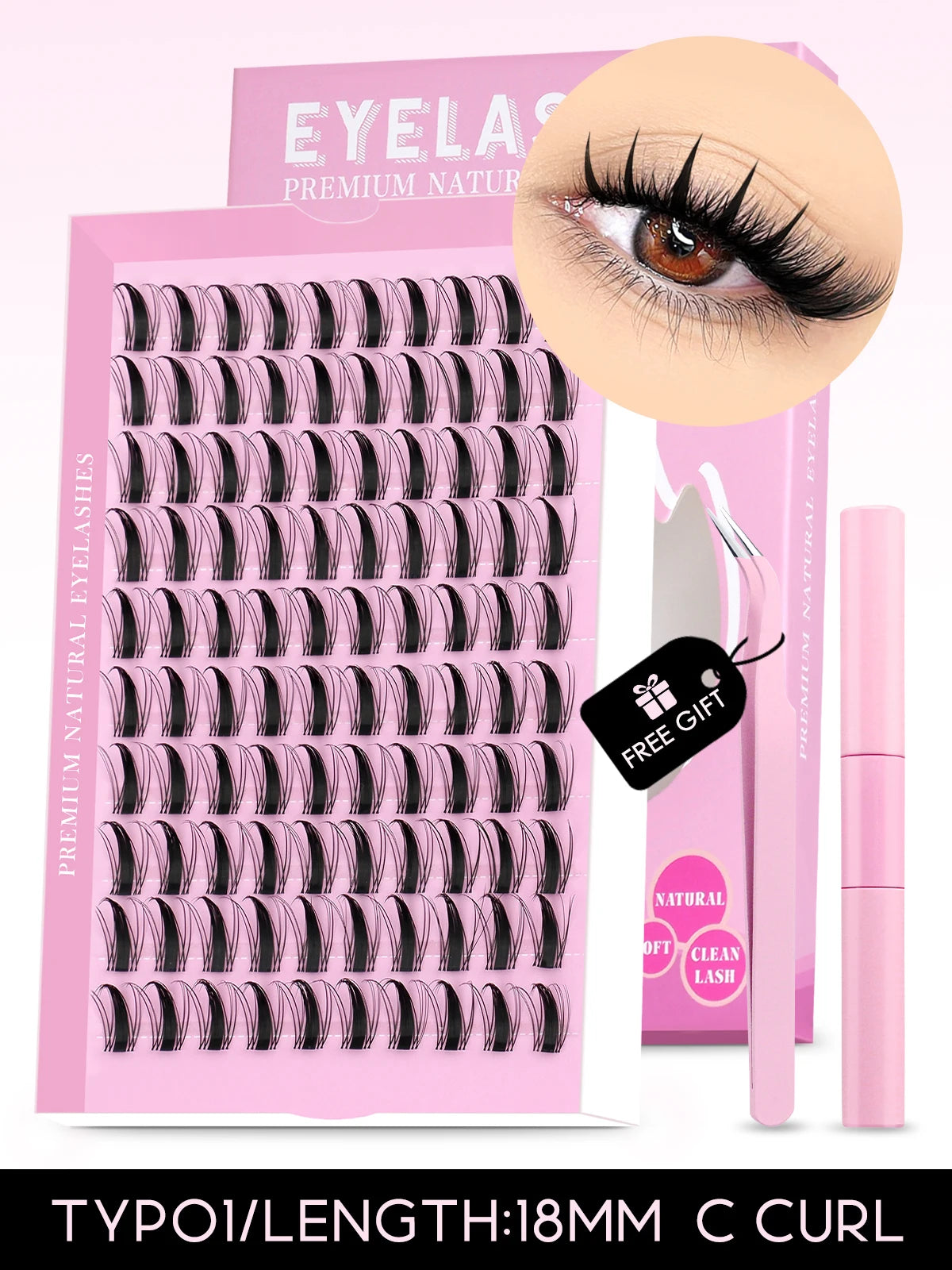 GROINNEYA DIY Lash Kit 10-18mm Manga Lashes Mixed Tray Lash Clusters Individual Eyelashes Kit with Lash Bond DIY Lashes