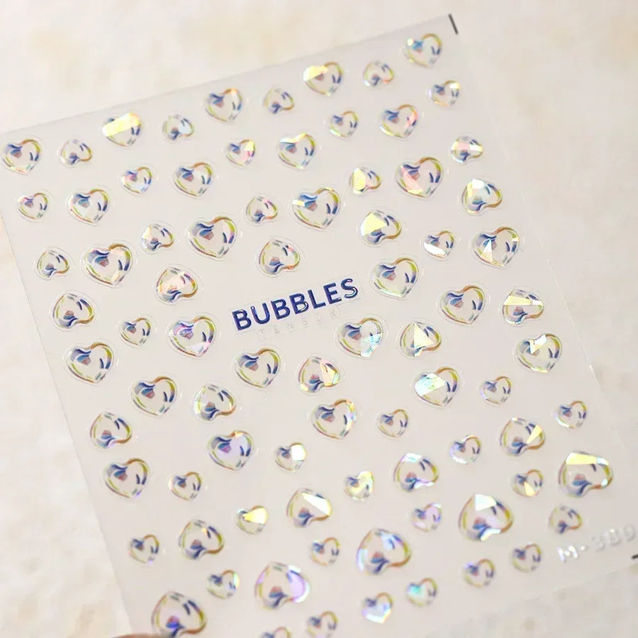 Goldfish Cavort Water Grass Lotus Flower Leaf Brocaded Carp Koi Ripple Droplet Water Bubbles 5D Nail Art Stickers Manicure Decal