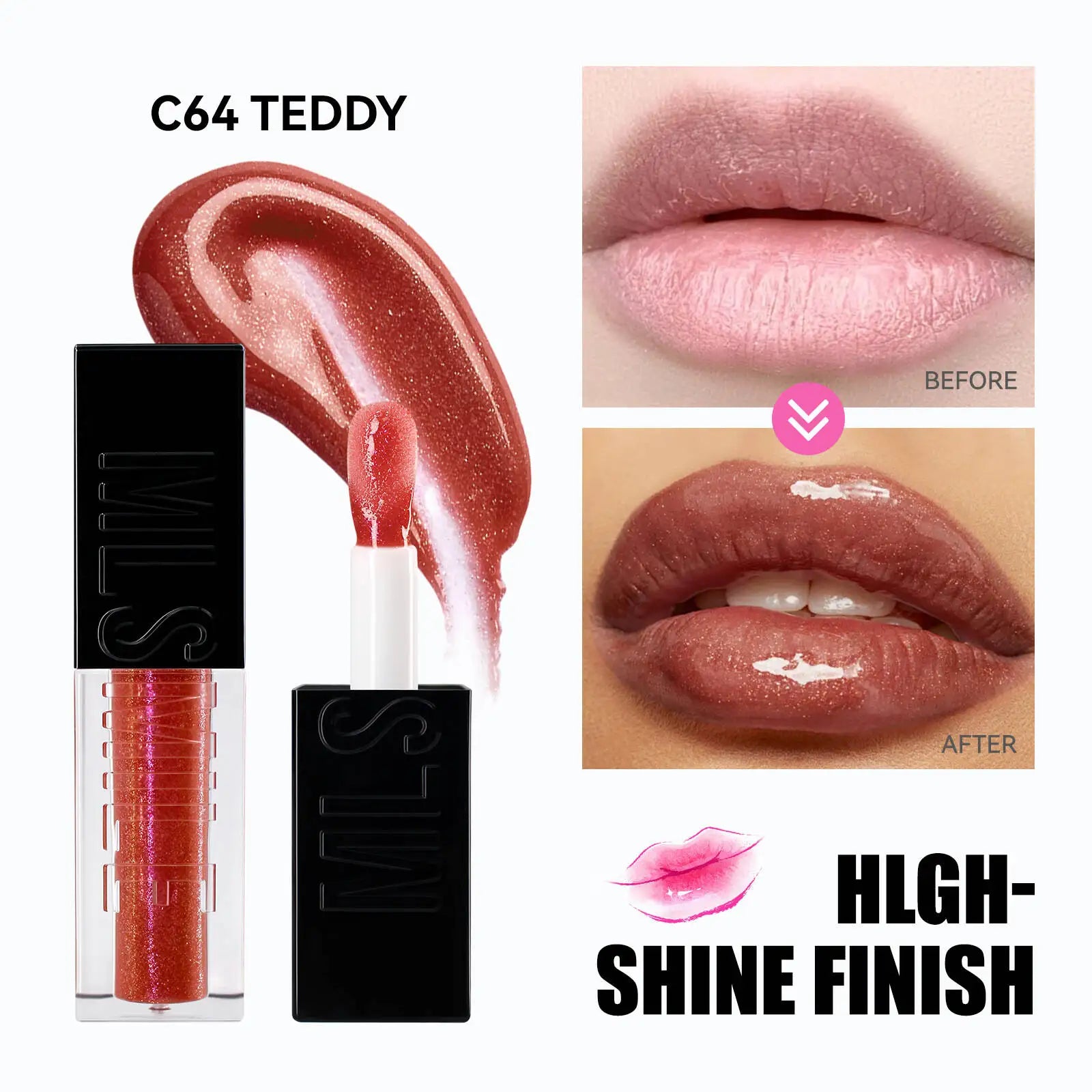MLSMILE Wet Shiny Liquid Lip Gloss Diamond Shimmer Glitter Lip Plumper Oil 6colors Sparkling Highgloss Sequins Pearly Makeup