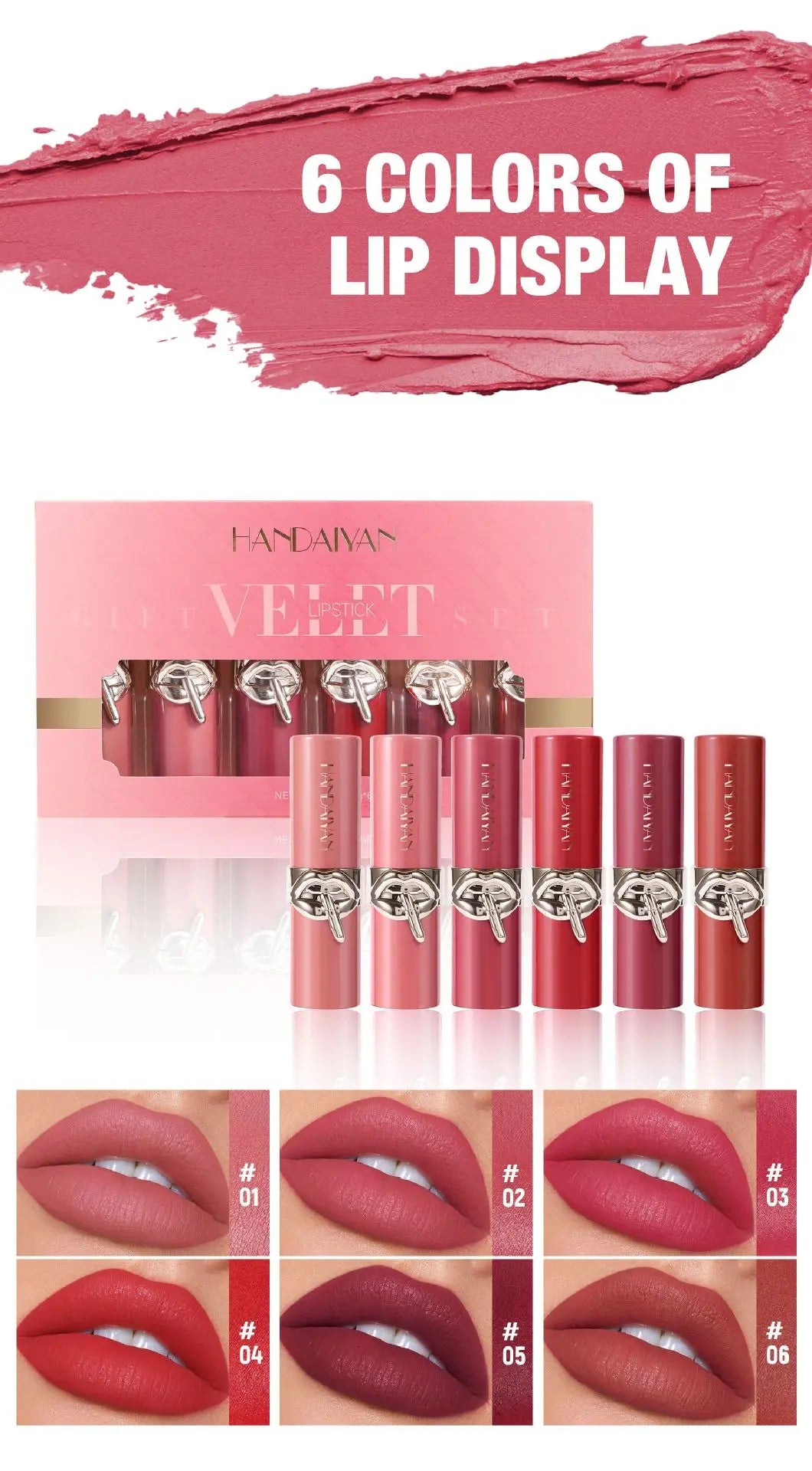 Waterproof Velvet Lipstick Set Matte High Pigment Long Lasting Moisturizing Non Fade Nude Red Lip Gloss Beauty Cosmetic
