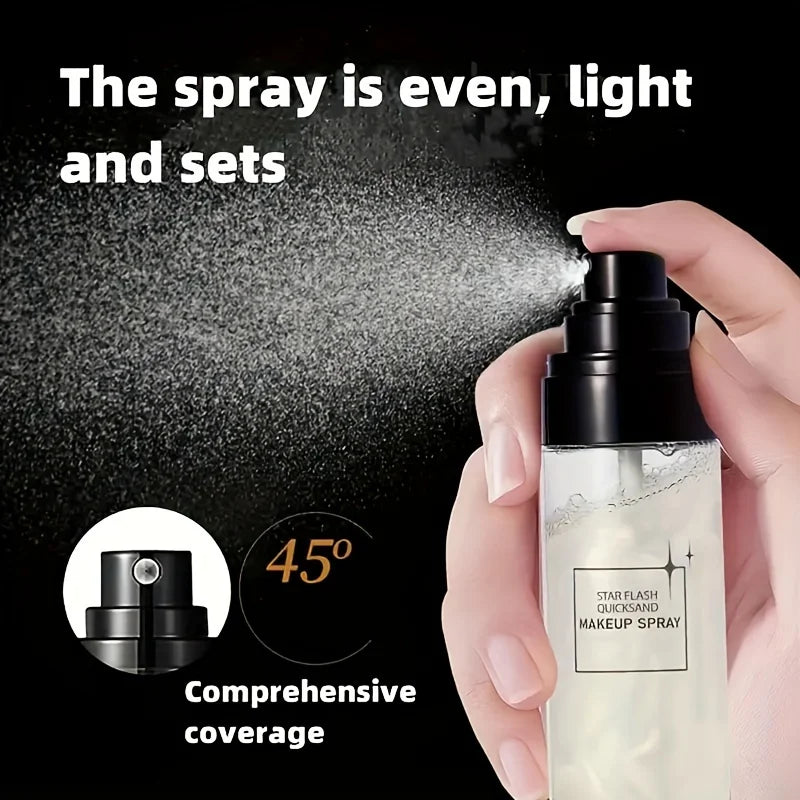 Star Flash Quicksand Makeup Setting Spray,Long-Lasting Makeup Fixer,Matte & Dewy Finish,Oil Control & Hydrating Waterproof