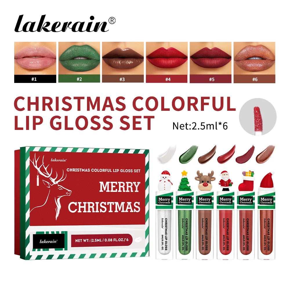 Christmas Colorful Lip Gloss Set Lip Stain Lipstick Woman Make Up Long Lasting Lipsticks Shiny Lip Gloss Pack Set Cosmetics Make