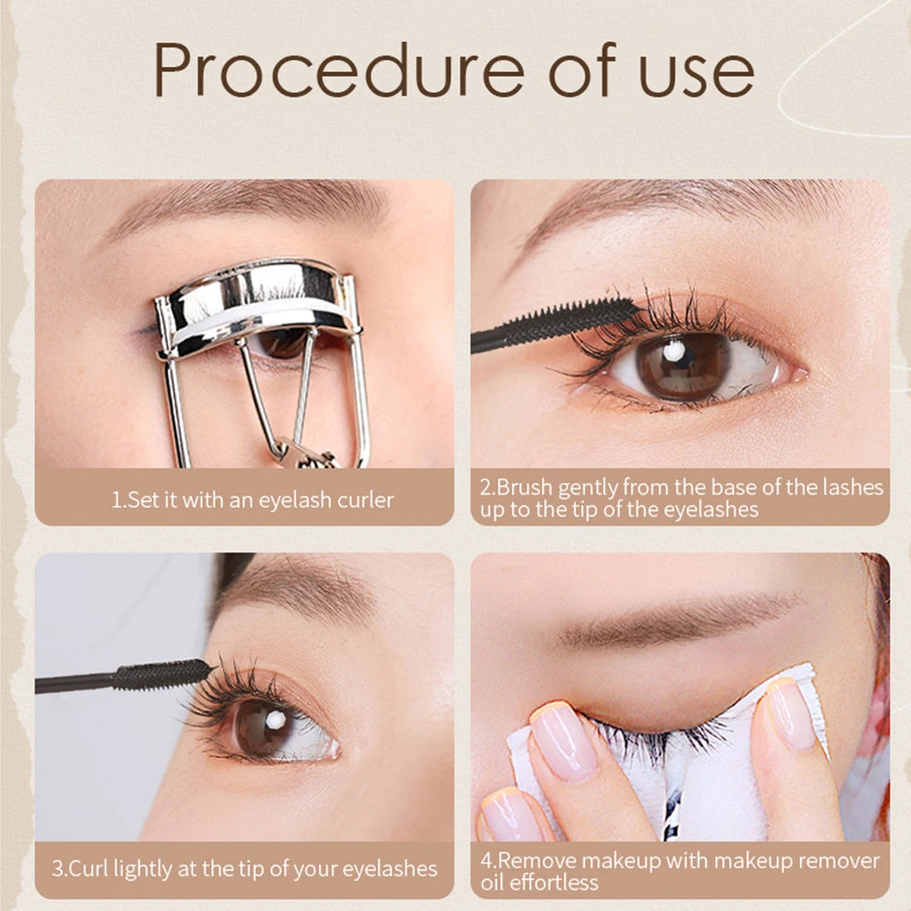 MACKANDY 3D Big Volumizing Mascara Two Brush Heads Quick-drying & 24H Wear Waterproof Mascara False Lash Effect Cosmetic