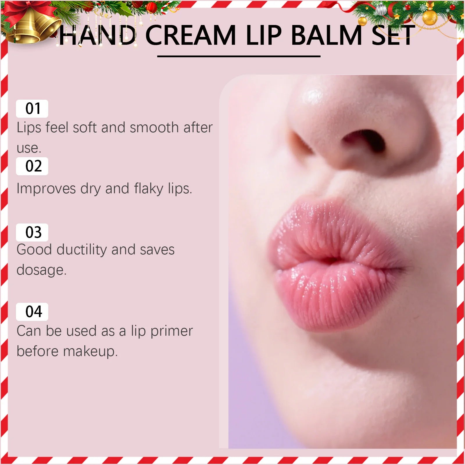 Christmas Hand Cream Lip Balm Set Gift Box Nourishing Moisturizing Anti-dry Cracked Softening Skin Festive Holiday Present