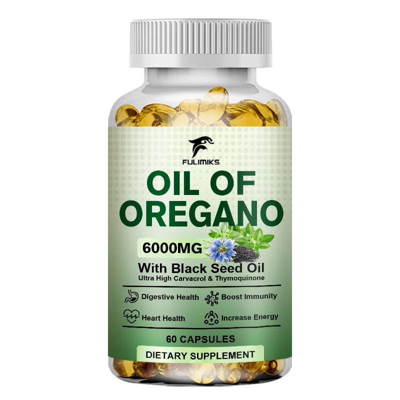 Oil of Oregano Softgels – Organic Oregano Oil Capsules with Black Seed Oil, Immune & Digestive Support, Antioxidant Support