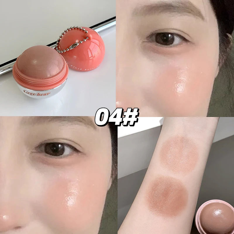 Gege Bear Juice Blush Ball Water Light Blusher Brightening Face Easy Color Multi-Use Blush Makeup Suitable for Lips and Cheeks