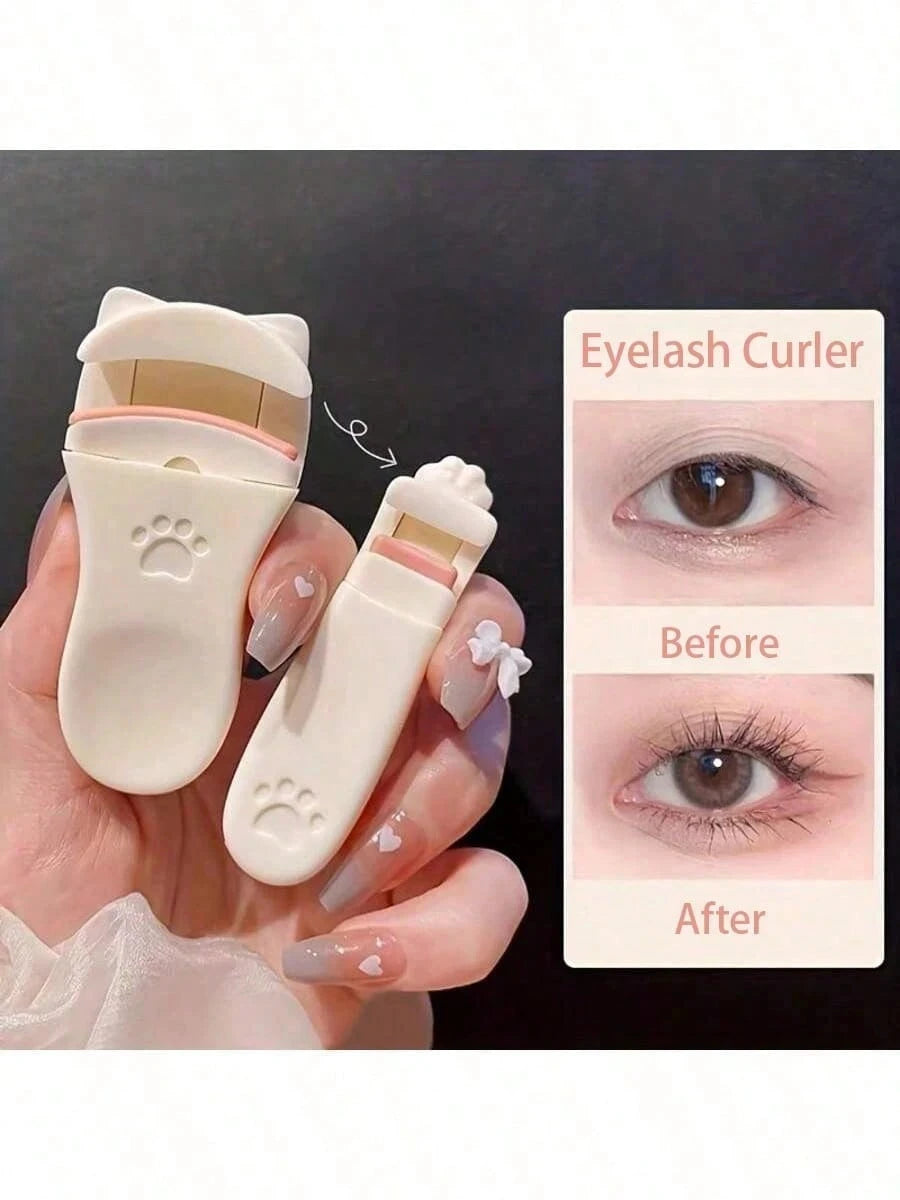 2Pcs Portable Eyelash Curler,Cat Claw Eyelash Curler, Edgeless Long Lasting Curling Tool, Gentle Half Clip For Natural Eyelashes