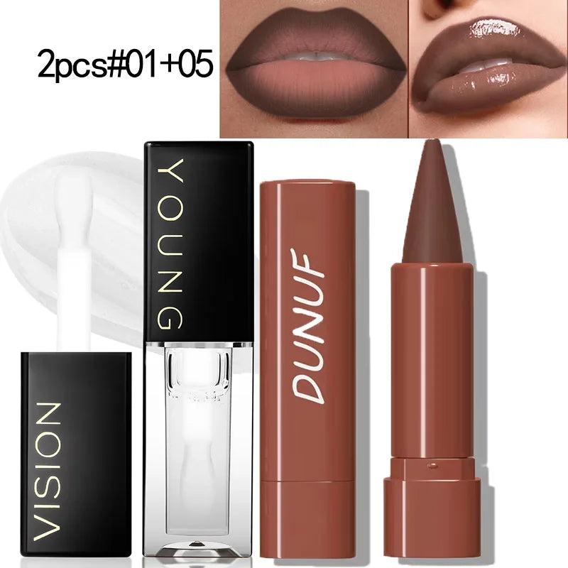 Gradient Lip Liner Pen with Matte Velvet Finish Smooth Application Lipstick for Defined and Elegant Lips