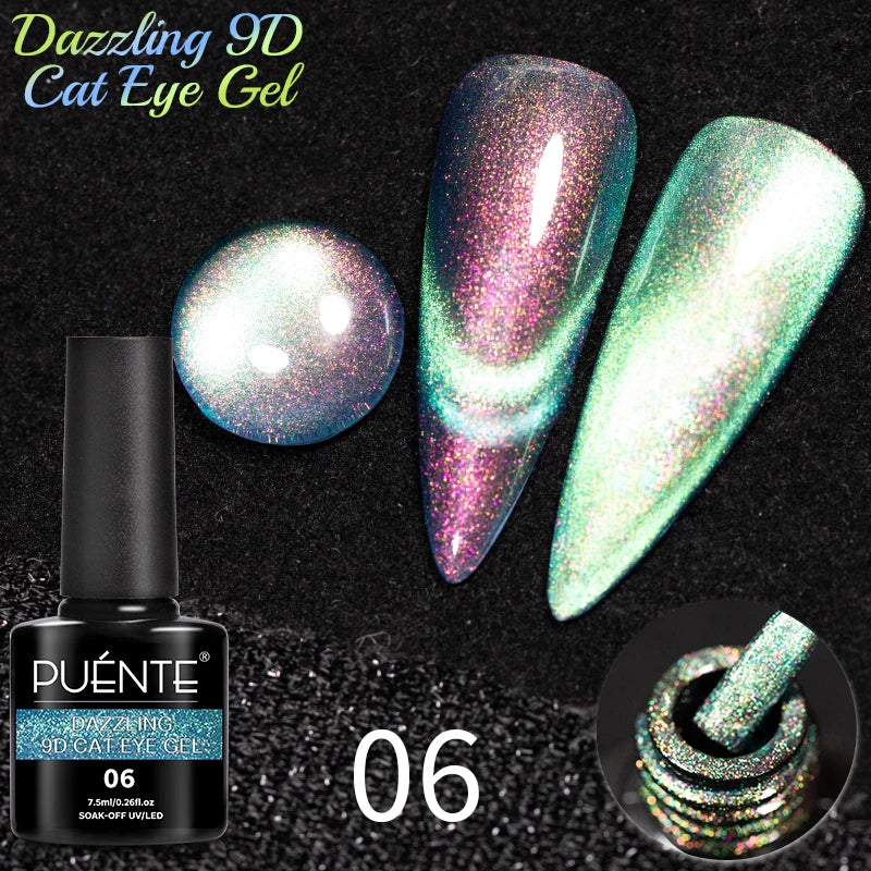 7.5ML Black Cat Eye Magnetic Glitter Gel Nail Polish Ultra-Bright Black Shine Long-Lasting Soak Off UV Nail Art Varnish Manicure