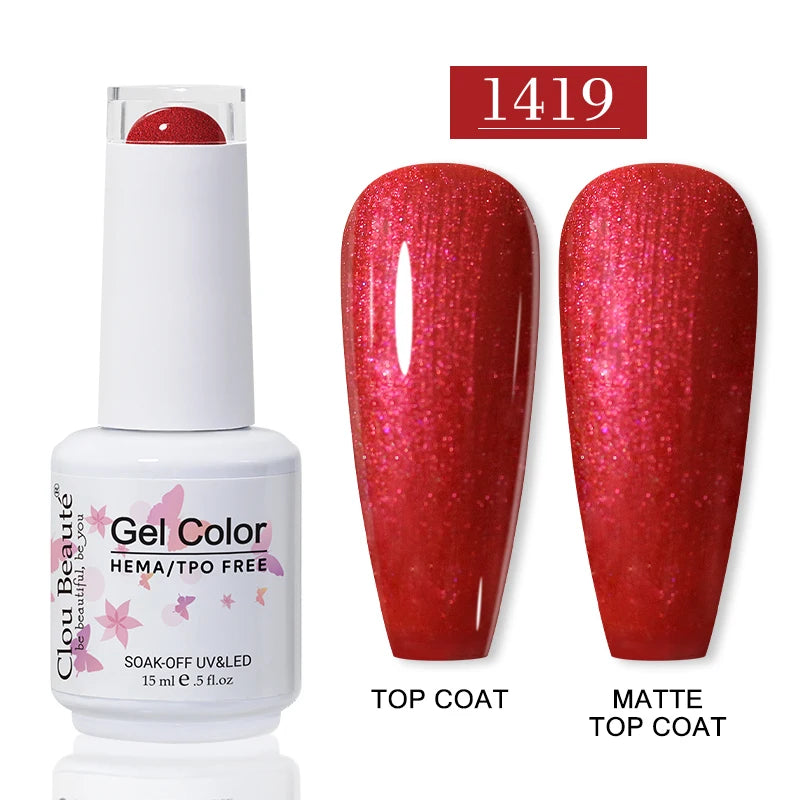 Clou Beaute Glitter Gel Nail Varnishes Winter Color Sparkling Sequins Soak Off UV LED Varnish Nail Art Decoration Base Top Coat