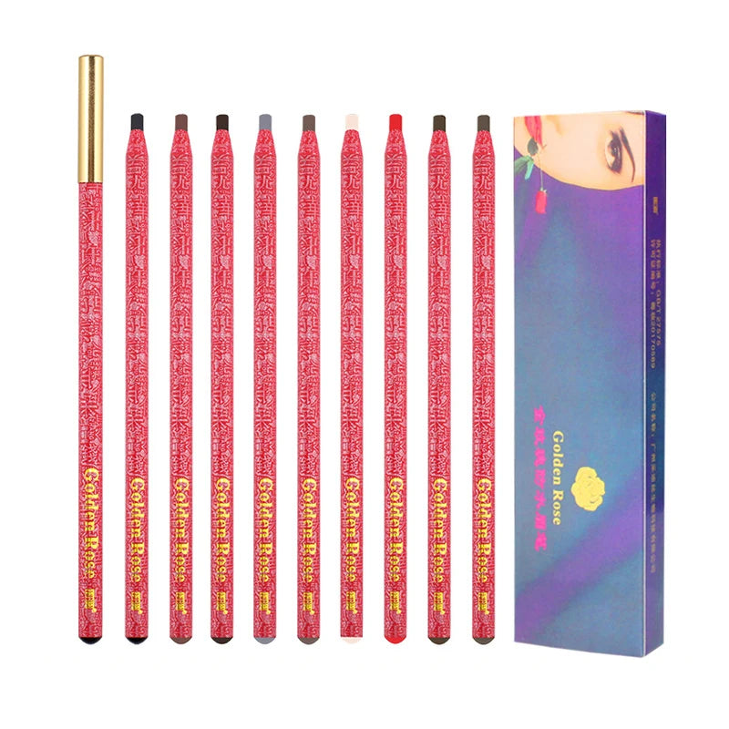 Waterproof Long Lasting Eyebrow Pencils Peel Off & Red Lip Pencil ,Eyebrow Tattoo Makeup Microblading Brow Pencil Makeup Tool
