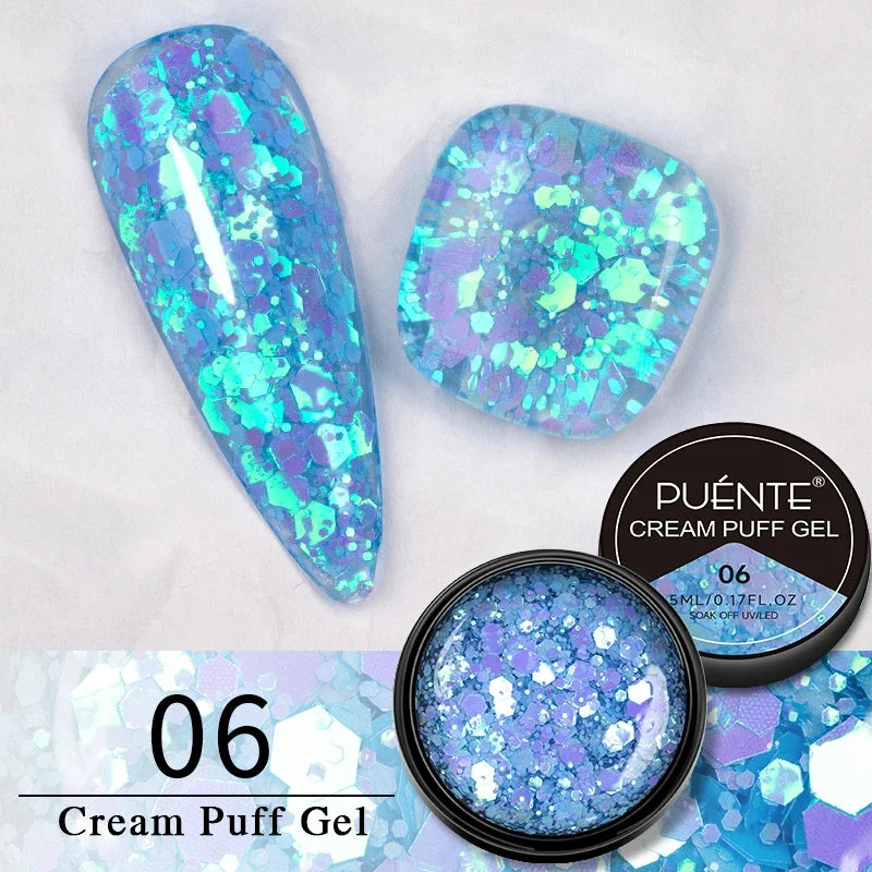 PUENTE Sparkle Platinum Gel Nail Polish 5ML Shiny Gold Silver Glitter Painting Gel Drawing Semi Permanent Varnish For Manicure