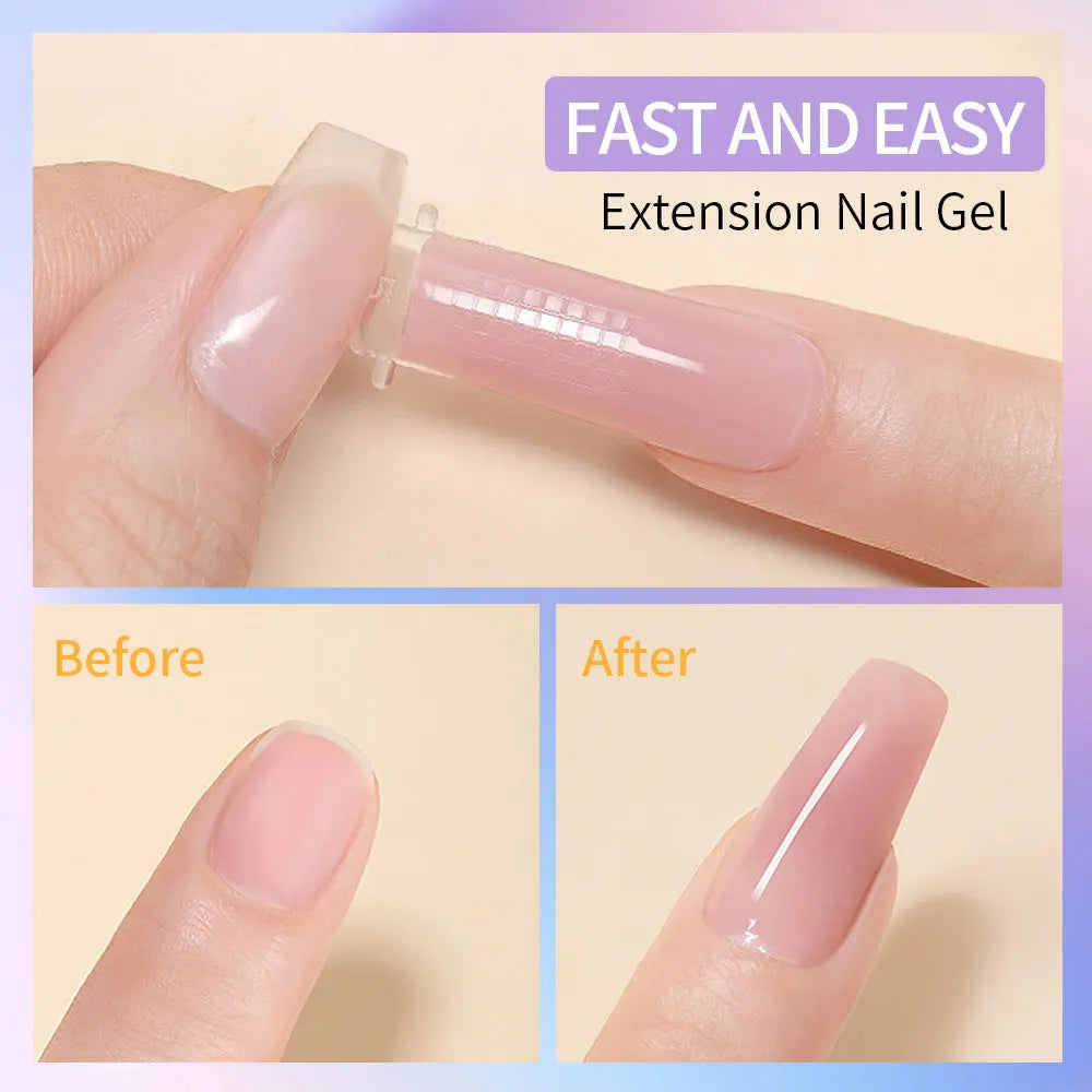 Poly Extension Gel Nail Kit 14 PCS 15ML Quick Building UV/LED Gel with Slip Solution and Nails Art Lamp for Beginner Manicure
