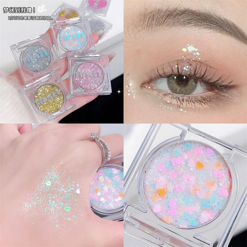 Sparkling Single Color Eyeshadow - Pearlescent Shimmer & Exploding Highlightt,High-Shine Eye Makeup,Parties & Special Events