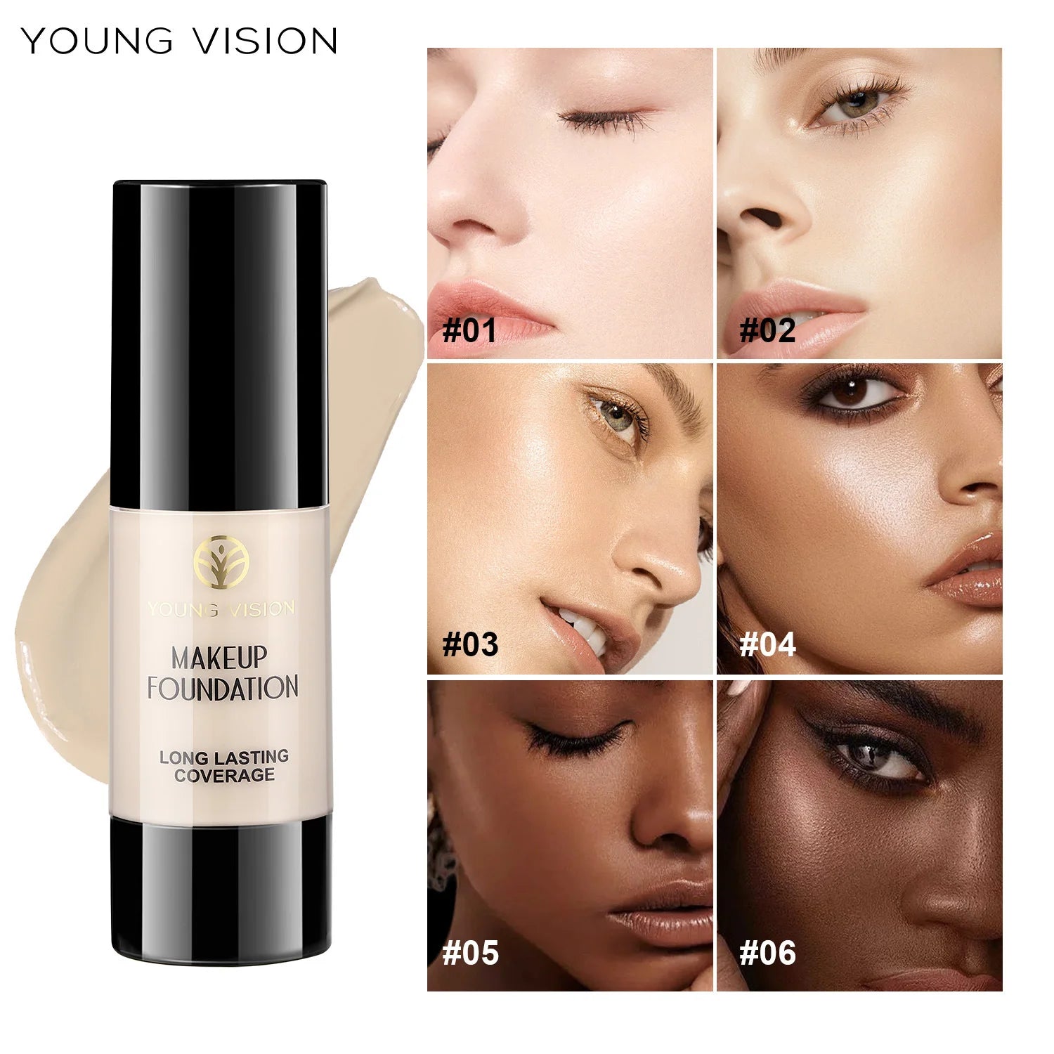 MLSMILE 6 color Powder Foundation long-Lasting Waterproof, Moisturing Sweat resistant and easy to open Oil-control concealer
