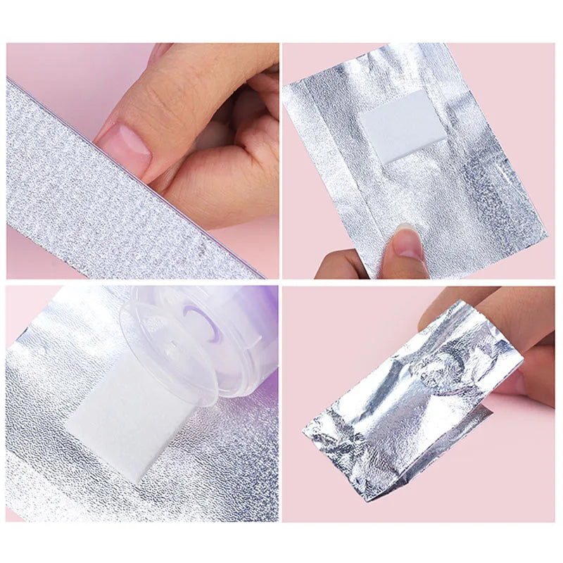 50/100Pcs Aluminium Foil Gel Nail Remover Wipes Polish Removal Soak Off Acrylic UV Gel Remover Wraps with Acetone Manicure Tools
