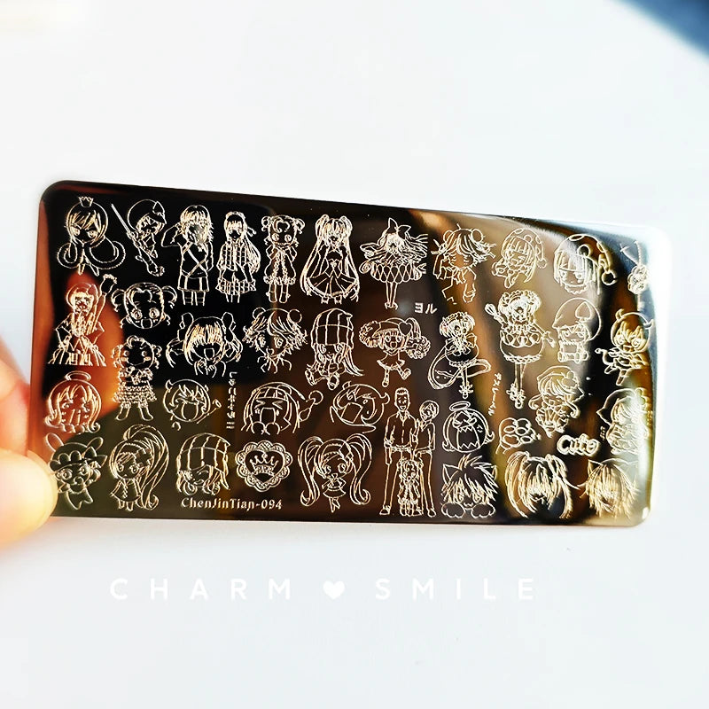 Cartoon Characters Stamping Plates French Line Geometry Flowers Leaves Animals Image Stainless Steel Nail Art Template Stencil