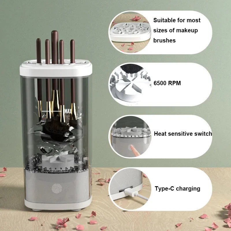 3-in-1 Electric Makeup Brush Cleaner - Automatic Washing & Drying, Type-C Charging, Fast & Deep Cleaning for Cosmetic Brushes