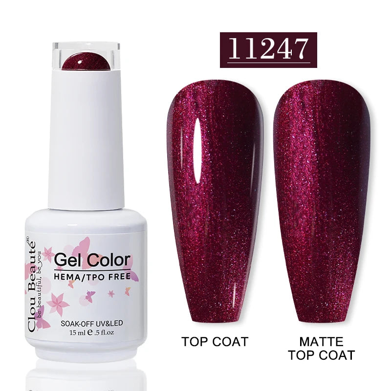 Clou Beaute Glitter Gel Nail Varnishes Winter Color Sparkling Sequins Soak Off UV LED Varnish Nail Art Decoration Base Top Coat