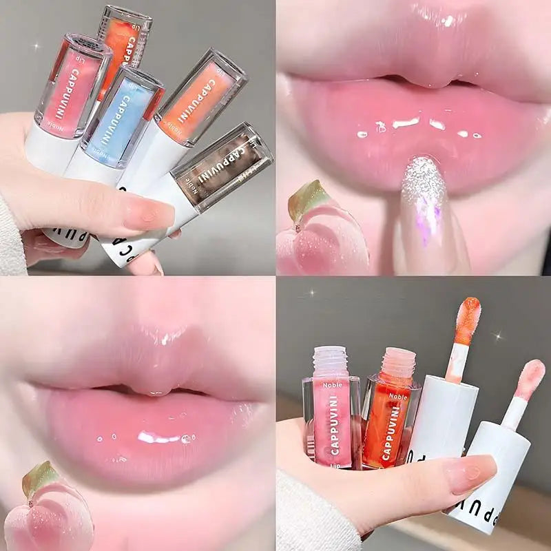 Cappuvini Sand Ice Double Color Lip Glaze Moisturizer Smooth Plumps Lips Easy to Apply Color-Enhancing Lip Gloss Lipstick