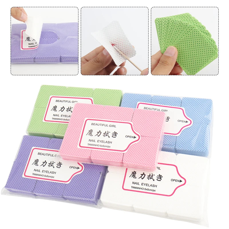 300pcs Lint-Free Eyelash Glue Wipes Paper Gel Remover Clean Month of Bottle Cotton Pads Beauty Cleaning Nail Art Makeup Tools