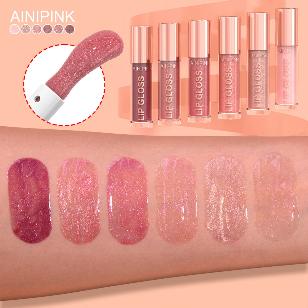 Glitter Lip Gloss Lipstick, Lip Tint Moisturizing Hydrating Long Lasting Non-Stick Cup Waterproof Nude Lip Plumper High Pigment