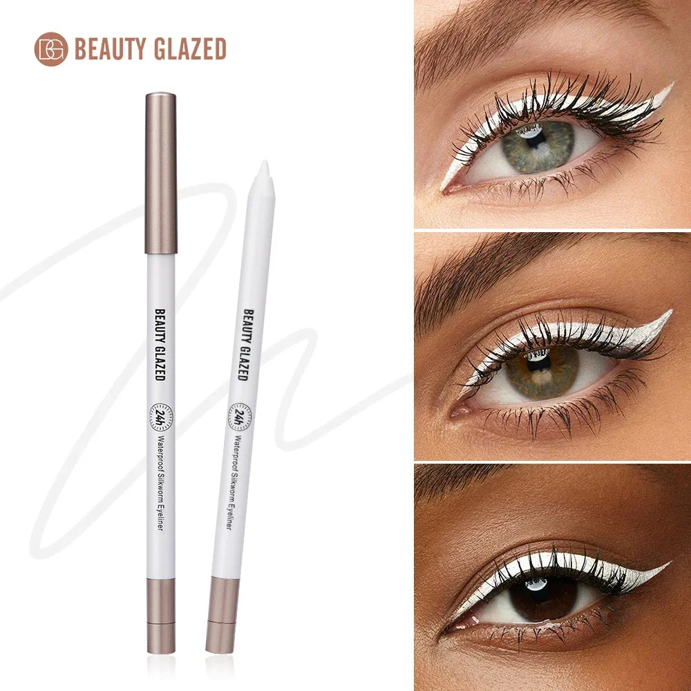 BEAUTY GLAZED Lasting Soft Gel Waterproof Highlighter Gel Pen White eyeliner Lying Silkworm Pen Eyes Makeup