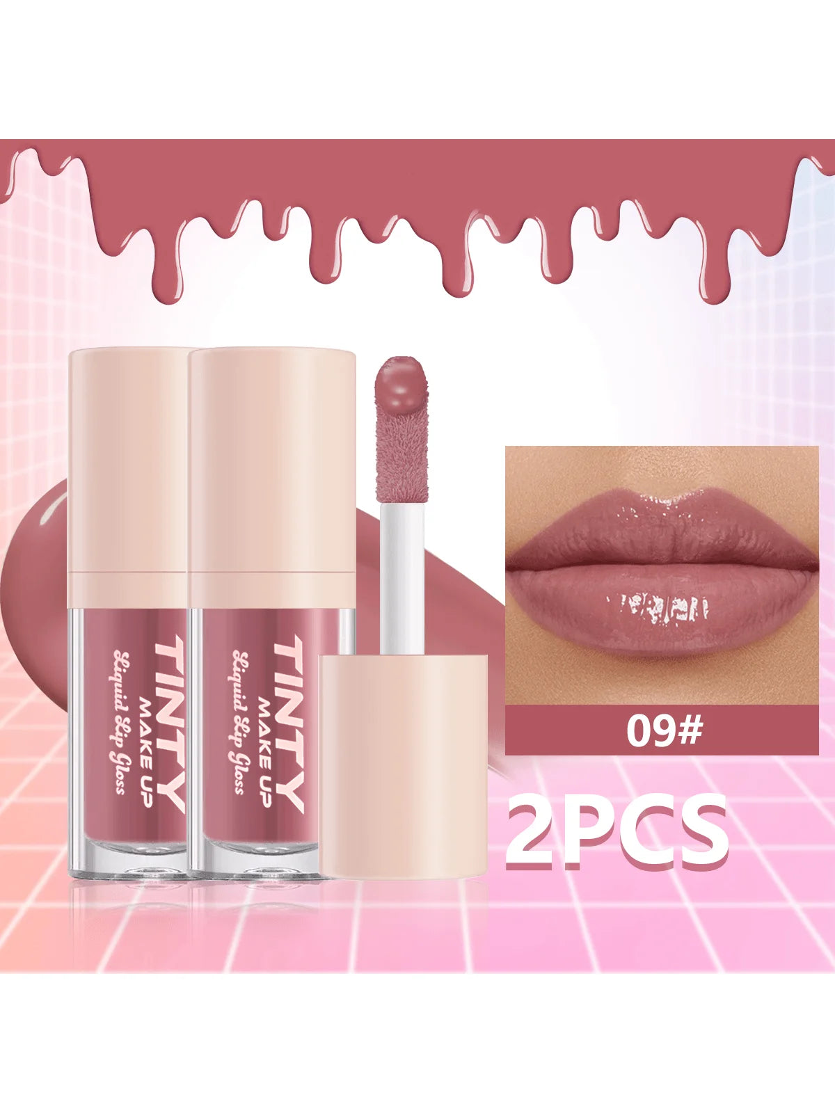 2PC Crystal Jelly Moisturizing Lip Oil Plumping Lip Gloss Makeup Sexy Plump Lip Glow Oil Tinted Lip Plumper