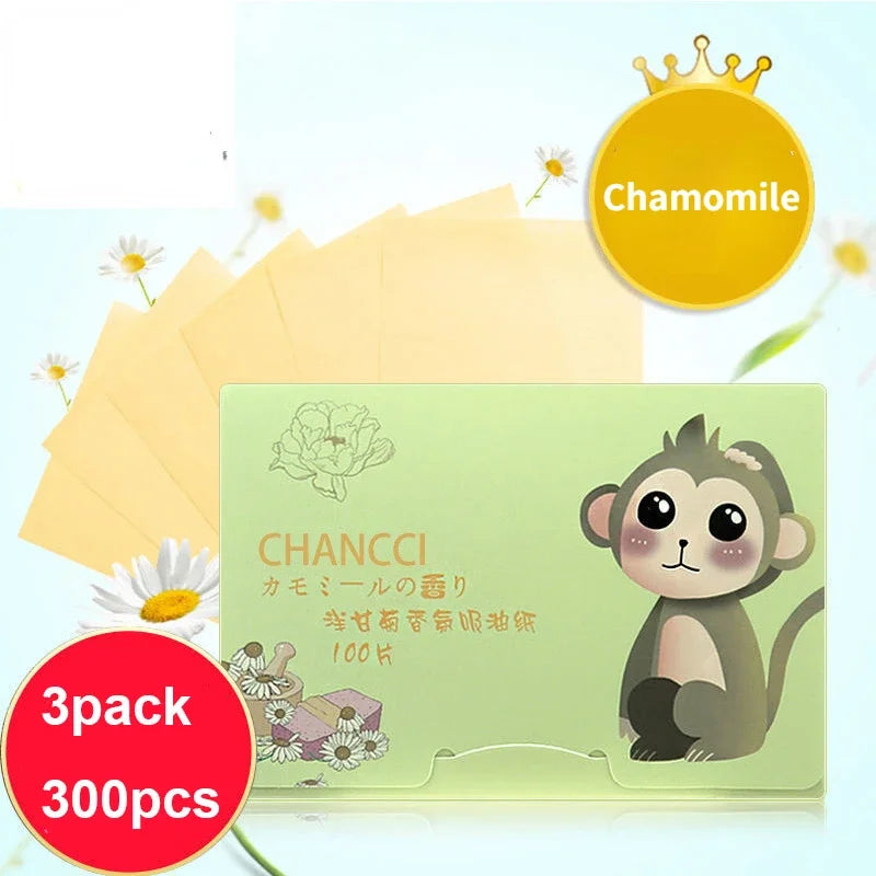 100/300pcs/6Packs Protable Face Oil Blotting Paper Matting Wipes Facial Cleanser Oil Control Oil-absorbing Face Cleaning Tools